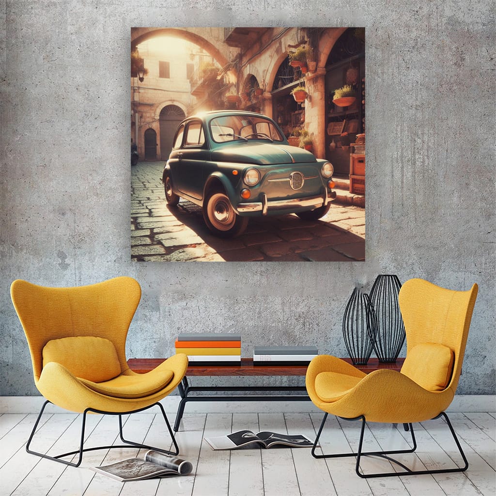 Fiat Old Retro Parki Wall Art