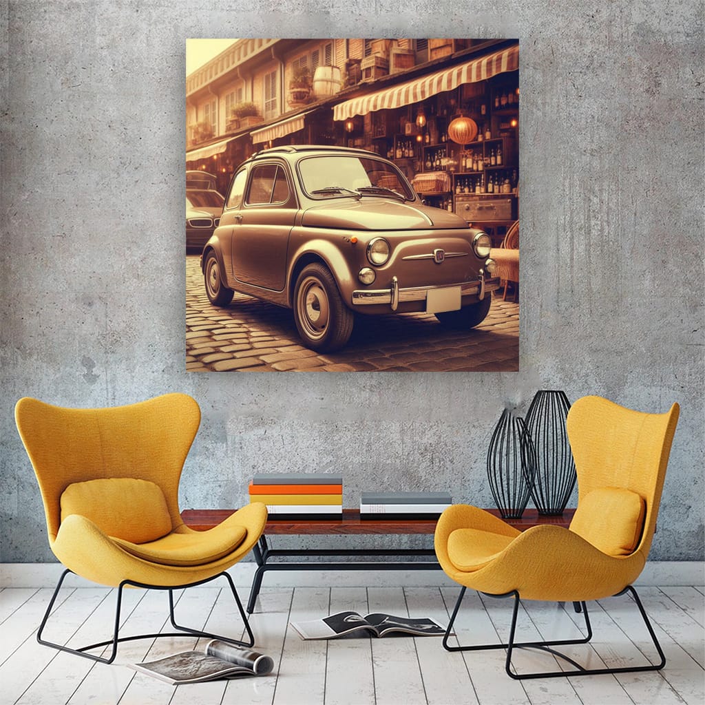 Fiat Old Retro Parking Wall Art