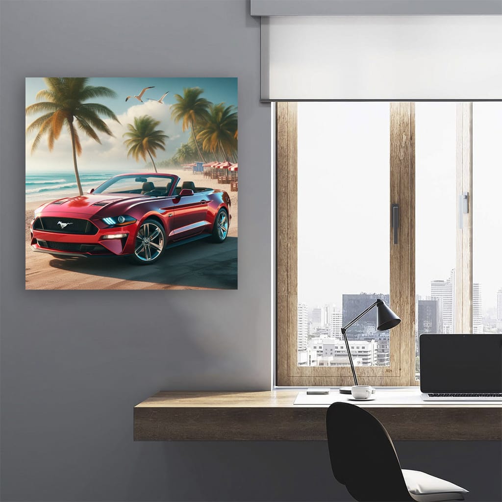 Ford Mustang on Beach - Bold Icon of Freedom