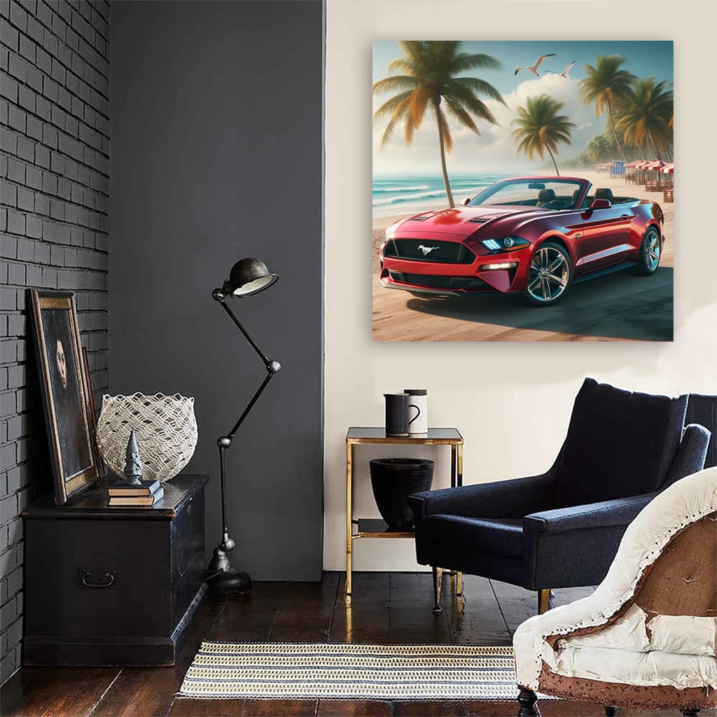 Ford Mustang on Beach - Bold Icon of Freedom