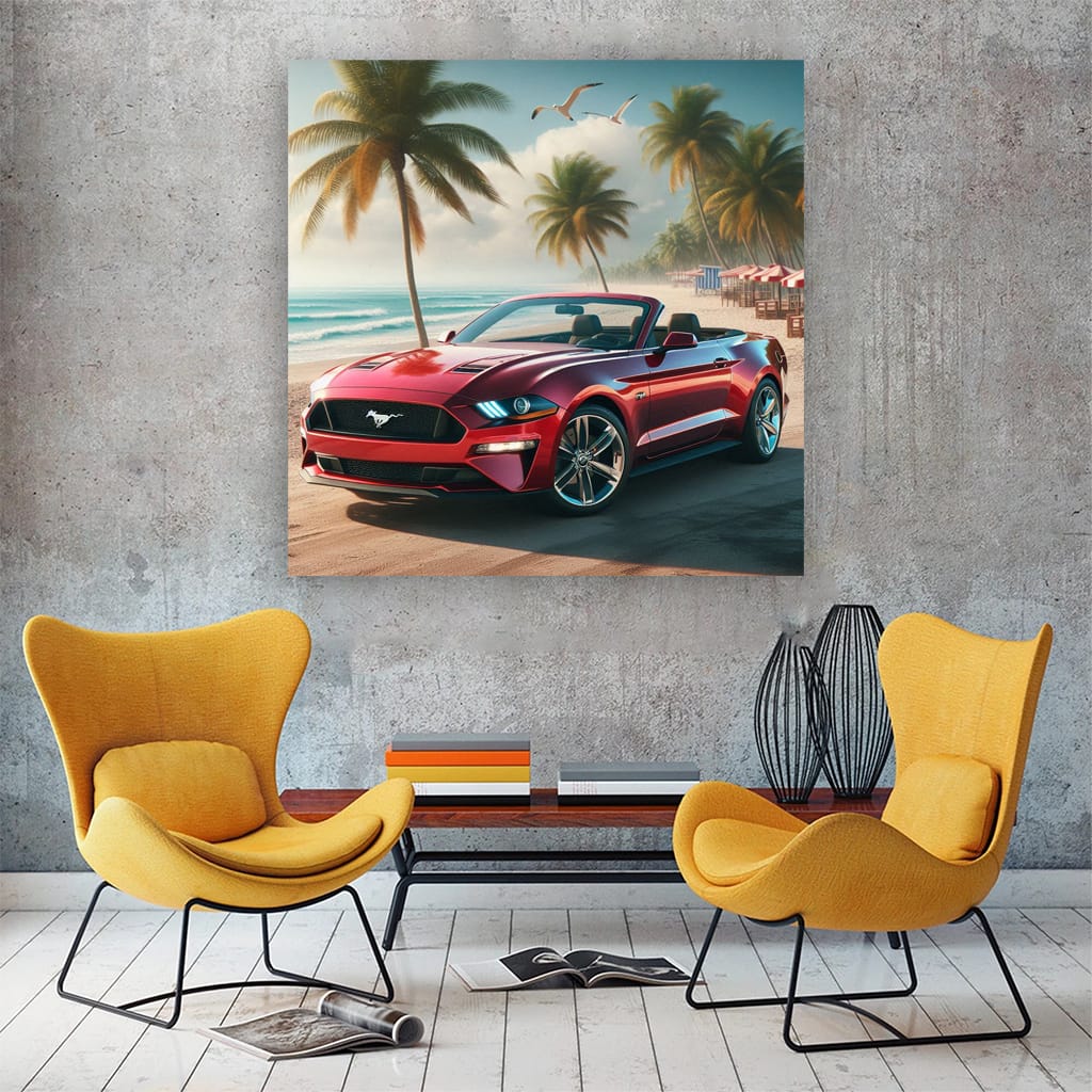 Ford Mustang on Beach - Bold Icon of Freedom