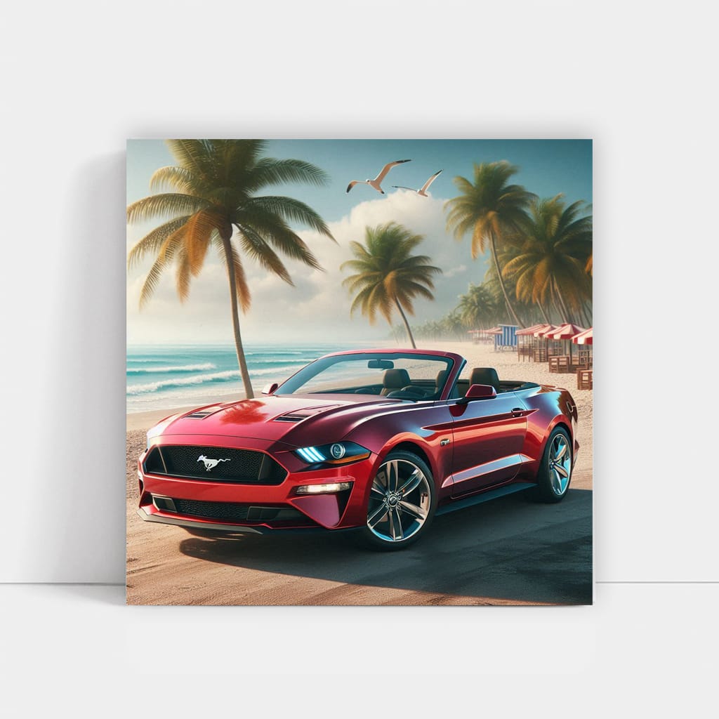 Ford Mustang on Beach - Bold Icon of Freedom