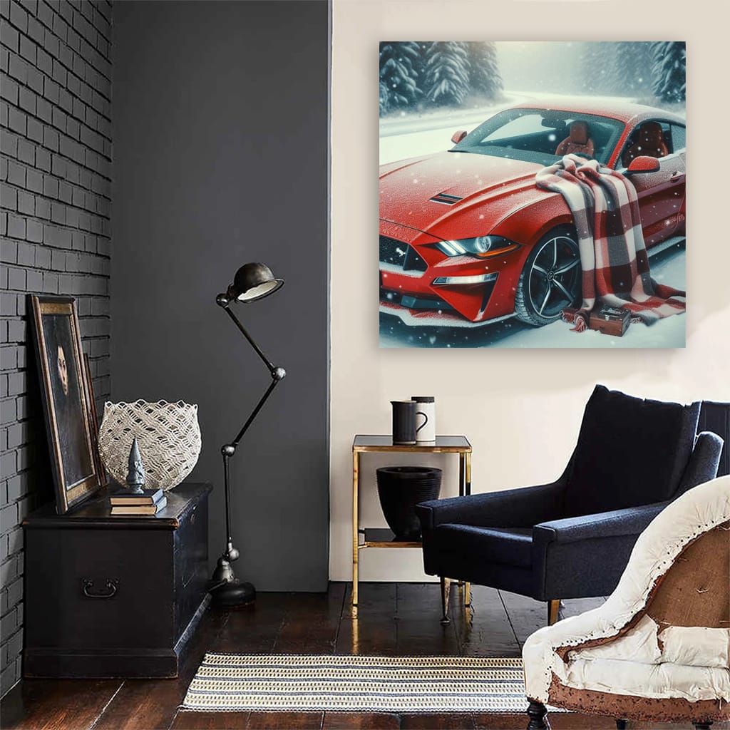 Ford Mustang Winter Snowfa Wall Art