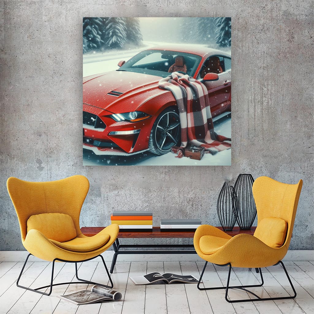 Ford Mustang Winter Snowfa Wall Art