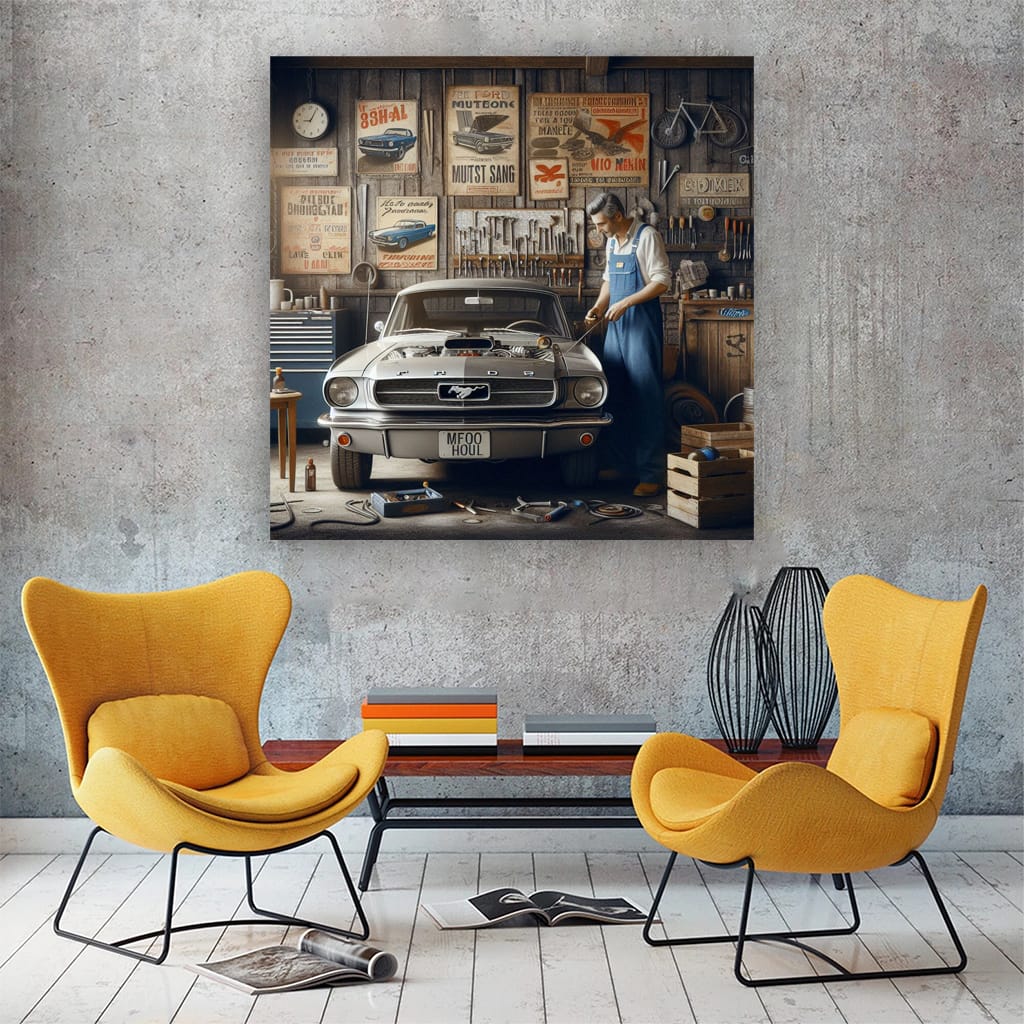 Vintage Ford in Retro Garage - Classic Charm Revived