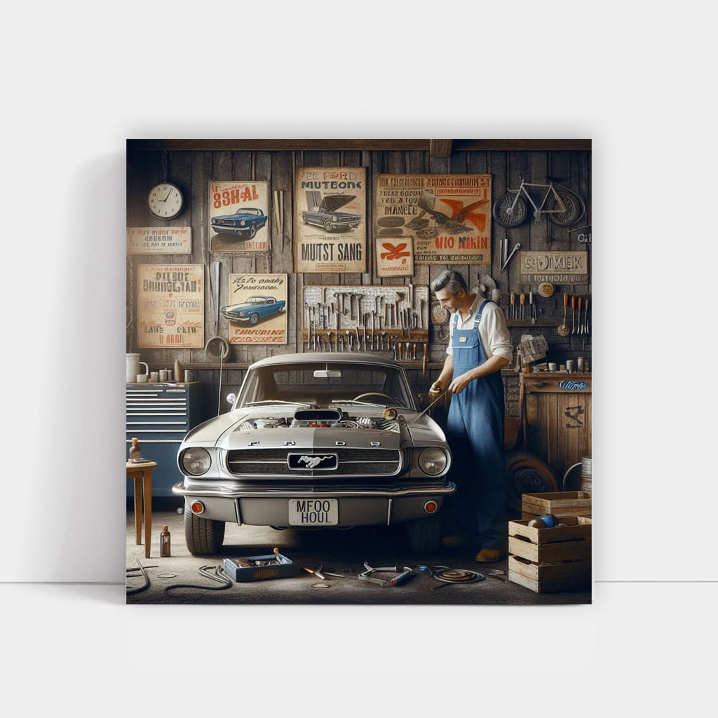Vintage Ford in Retro Garage - Classic Charm Revived