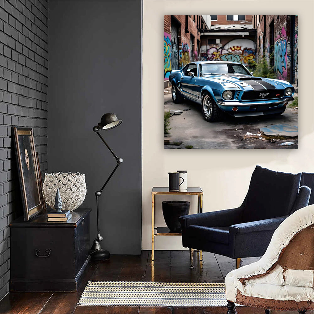 Blue Ford Mustang Mach 1 in Urban Style - Power Unleashed