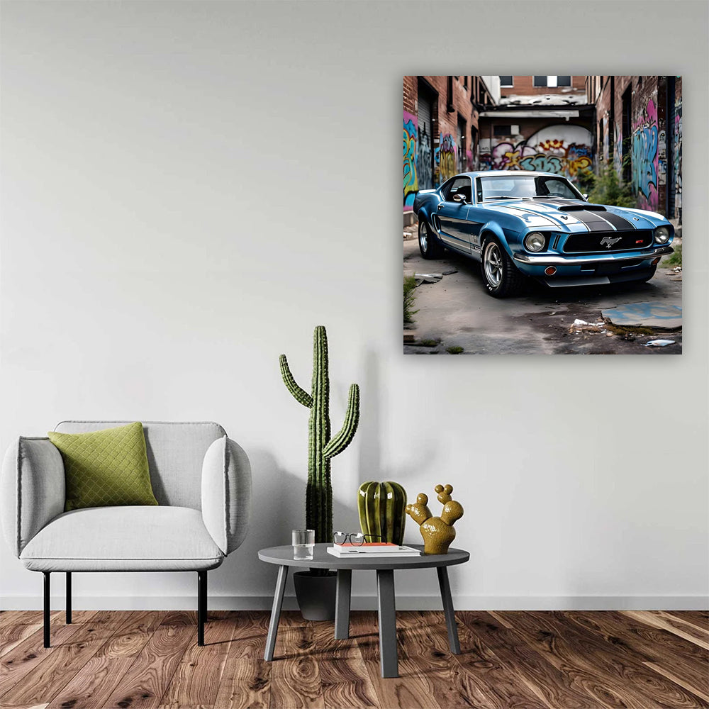 Blue Ford Mustang Mach 1 in Urban Style - Power Unleashed