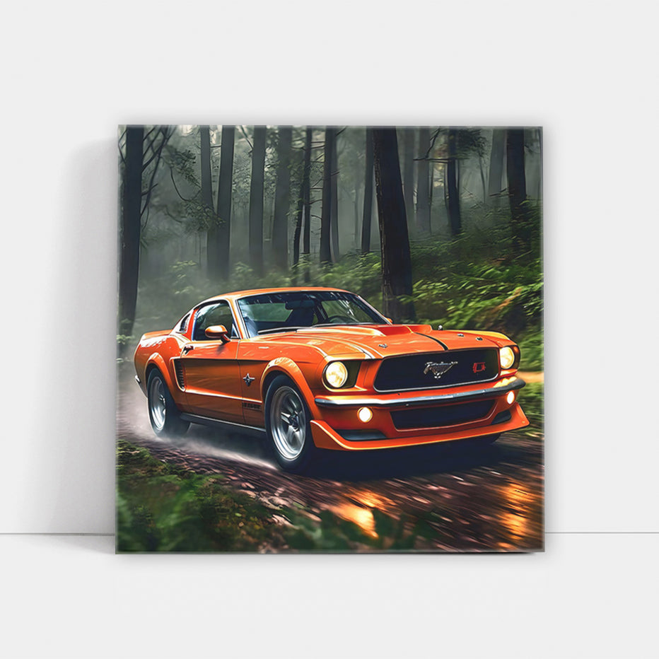 Vibrant Orange Ford Mustang Mach 1 Roars Through Forest