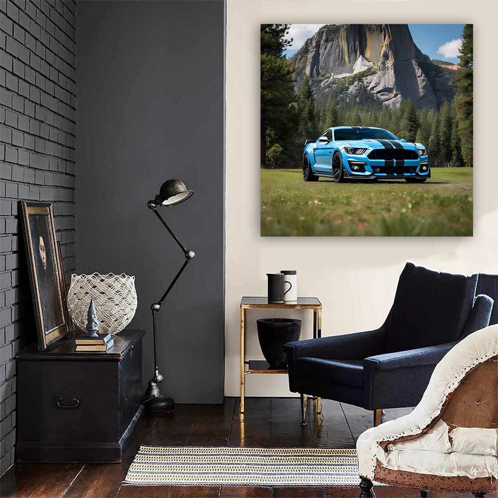 Shelby GT500 in Blue at National Park - Power and Elegance