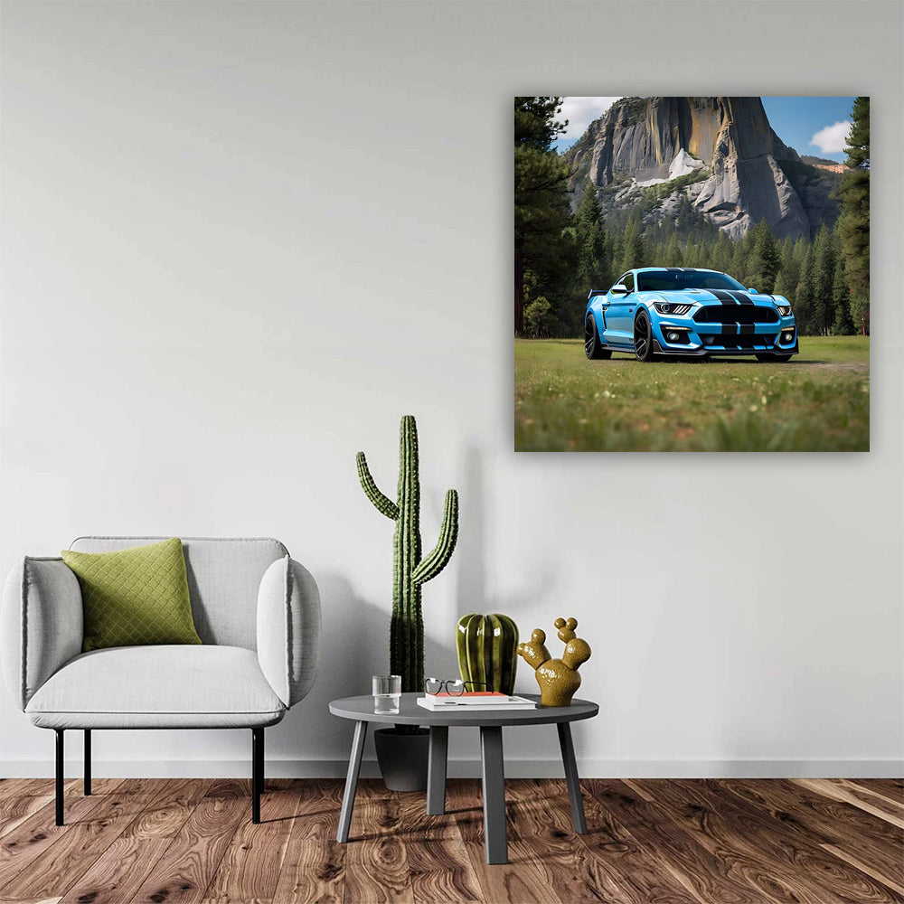 Shelby GT500 in Blue at National Park - Power and Elegance