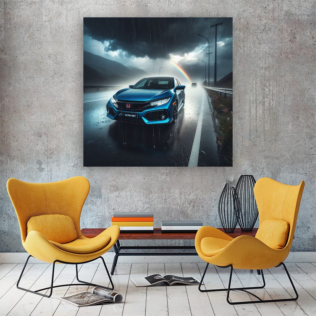 Honda Civic Rainy Weath Wall Art