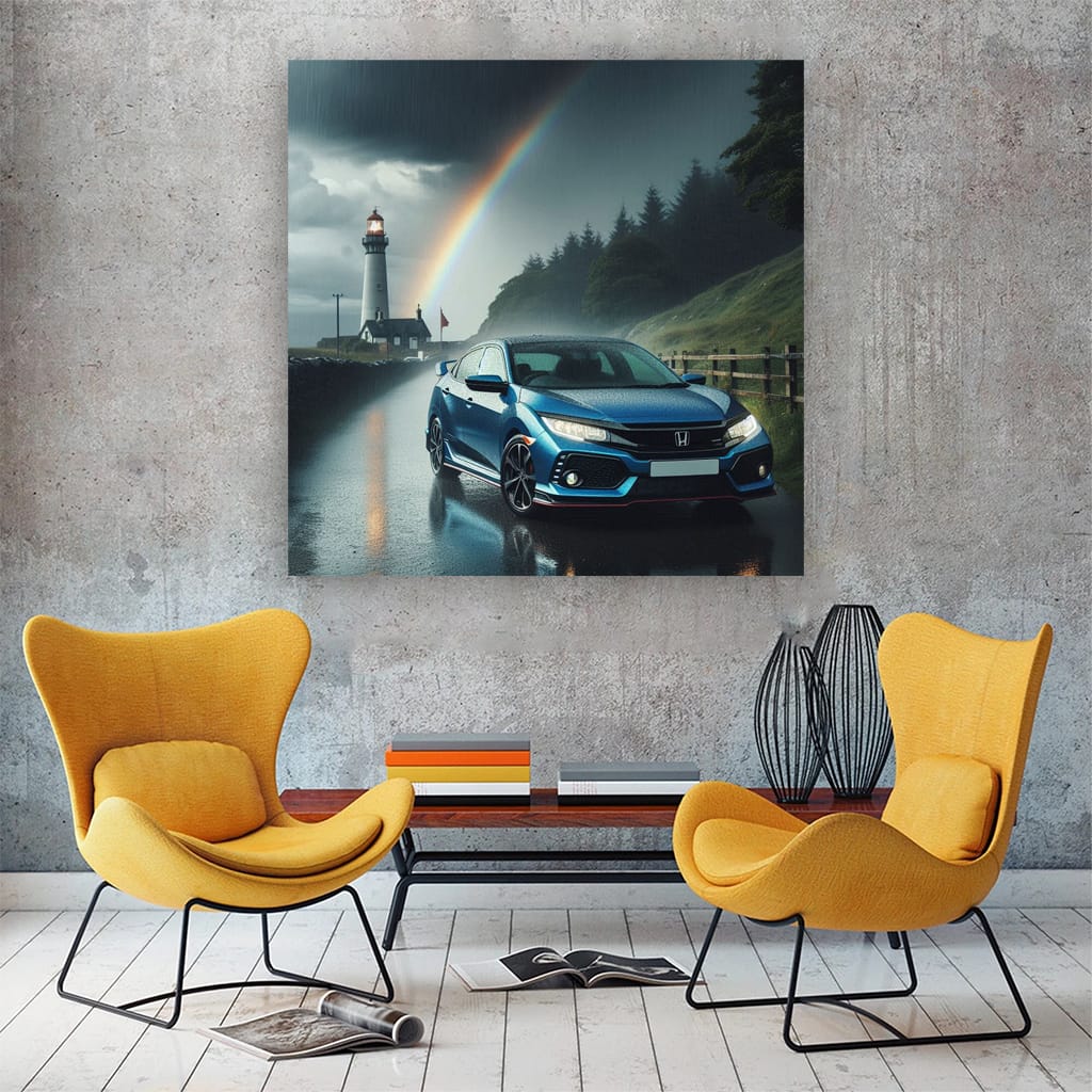 Honda Civic Rainy Weather Wall Art