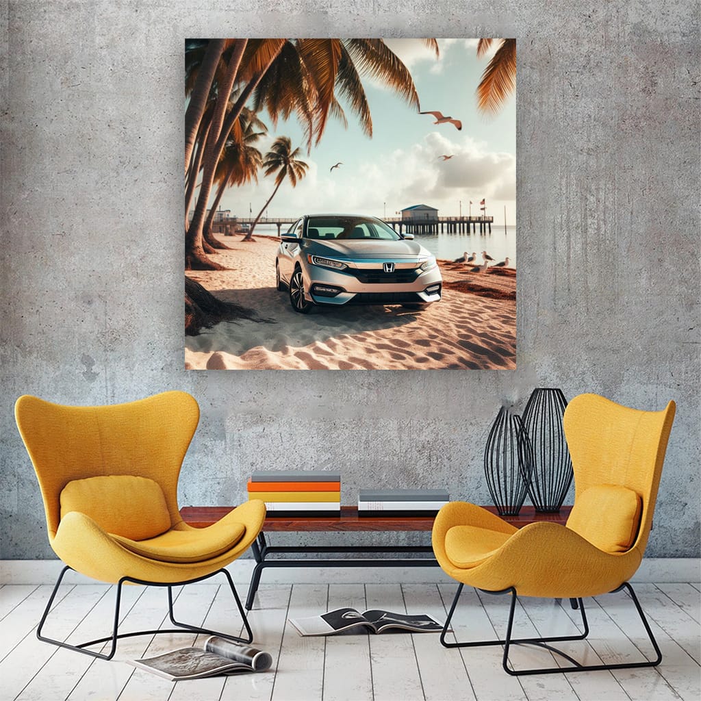 Honda Insight Parked on Sandy Beach - Efficient and Eco-Friendly