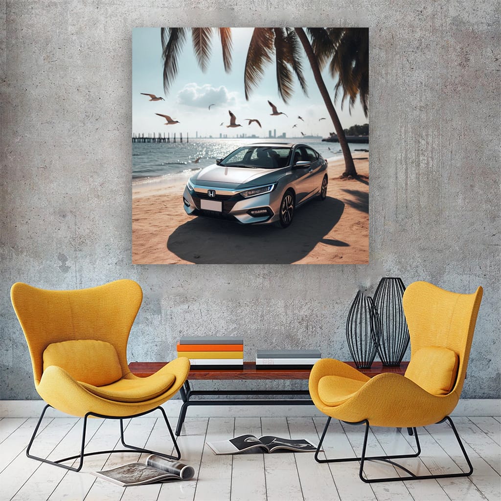 Honda Insight On Beach Wall Art