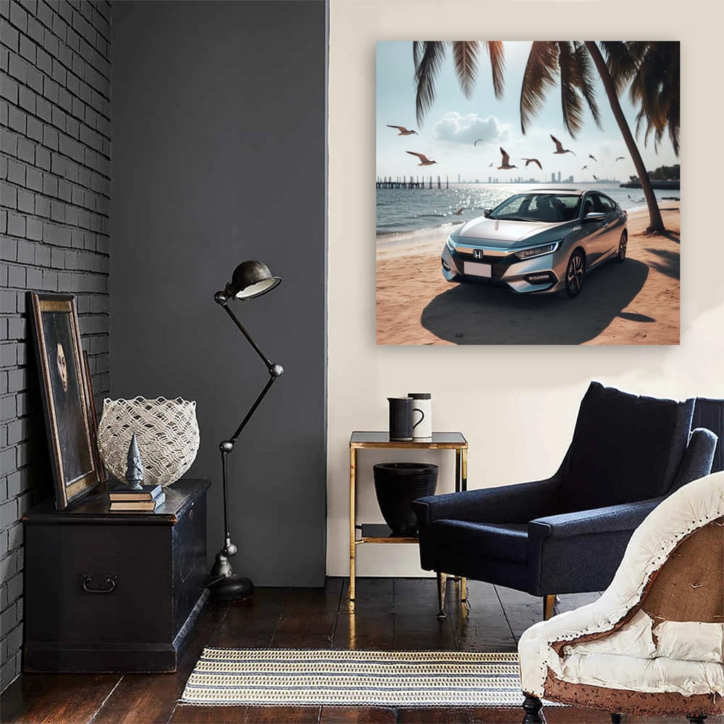 Honda Insight On Beach Wall Art