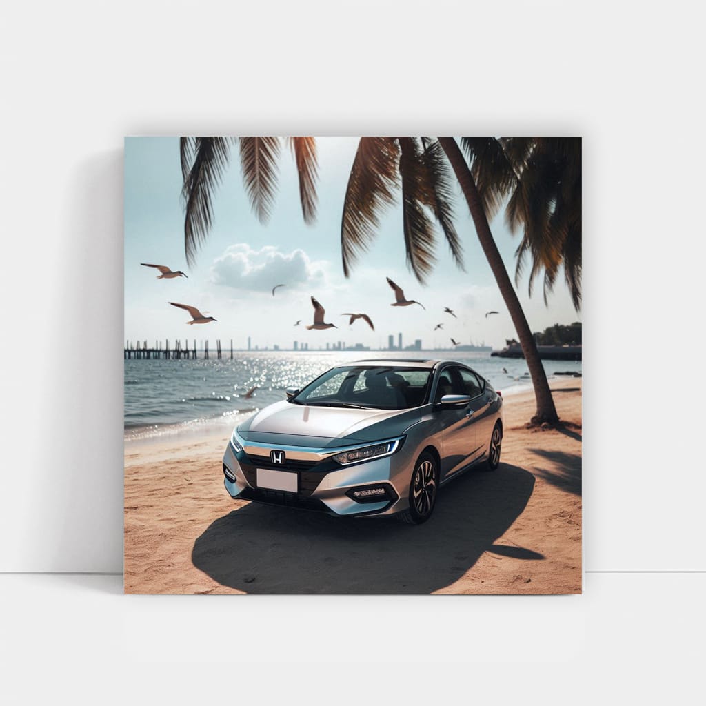 Honda Insight On Beach Wall Art