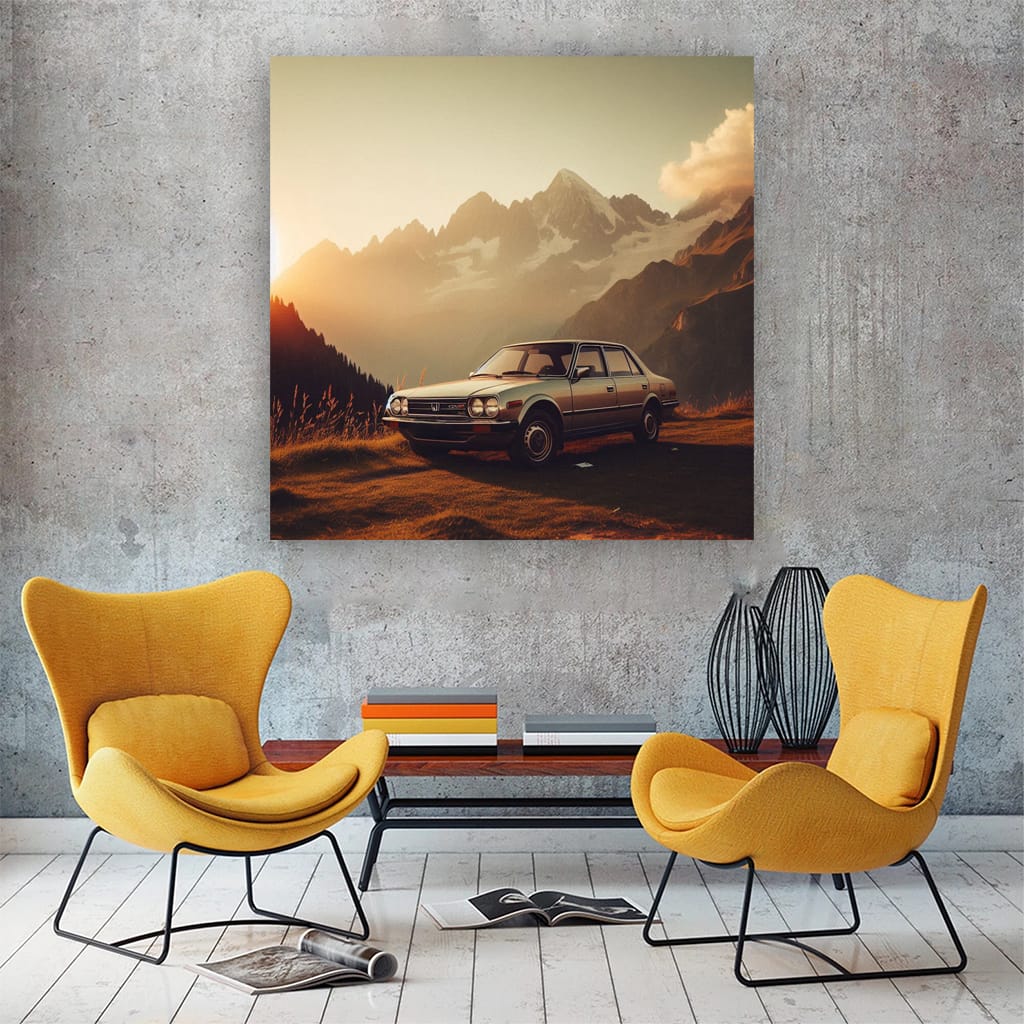 Honda Old Retro Mountain Wall Art