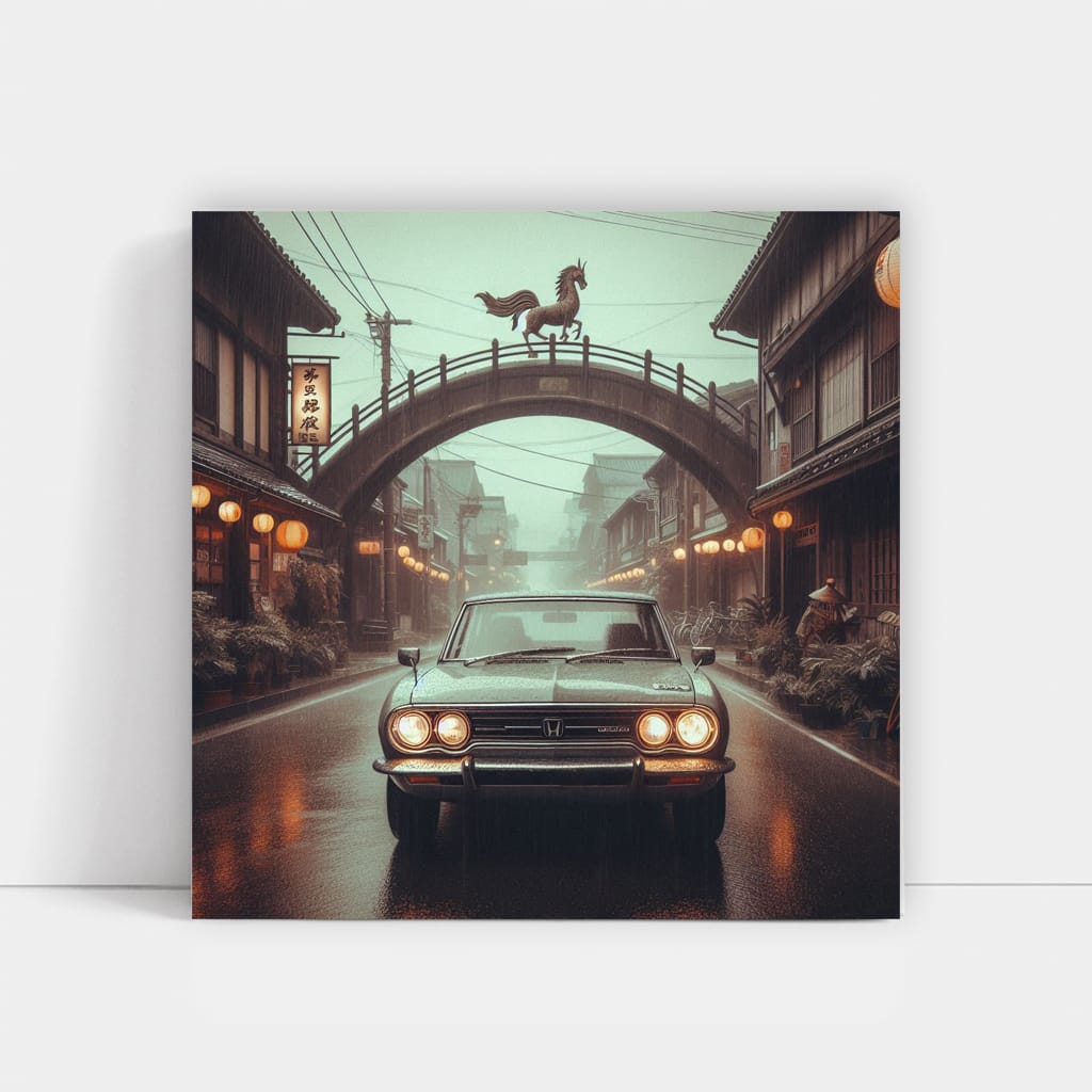 Honda Old Retro Rainy Weath Wall Art