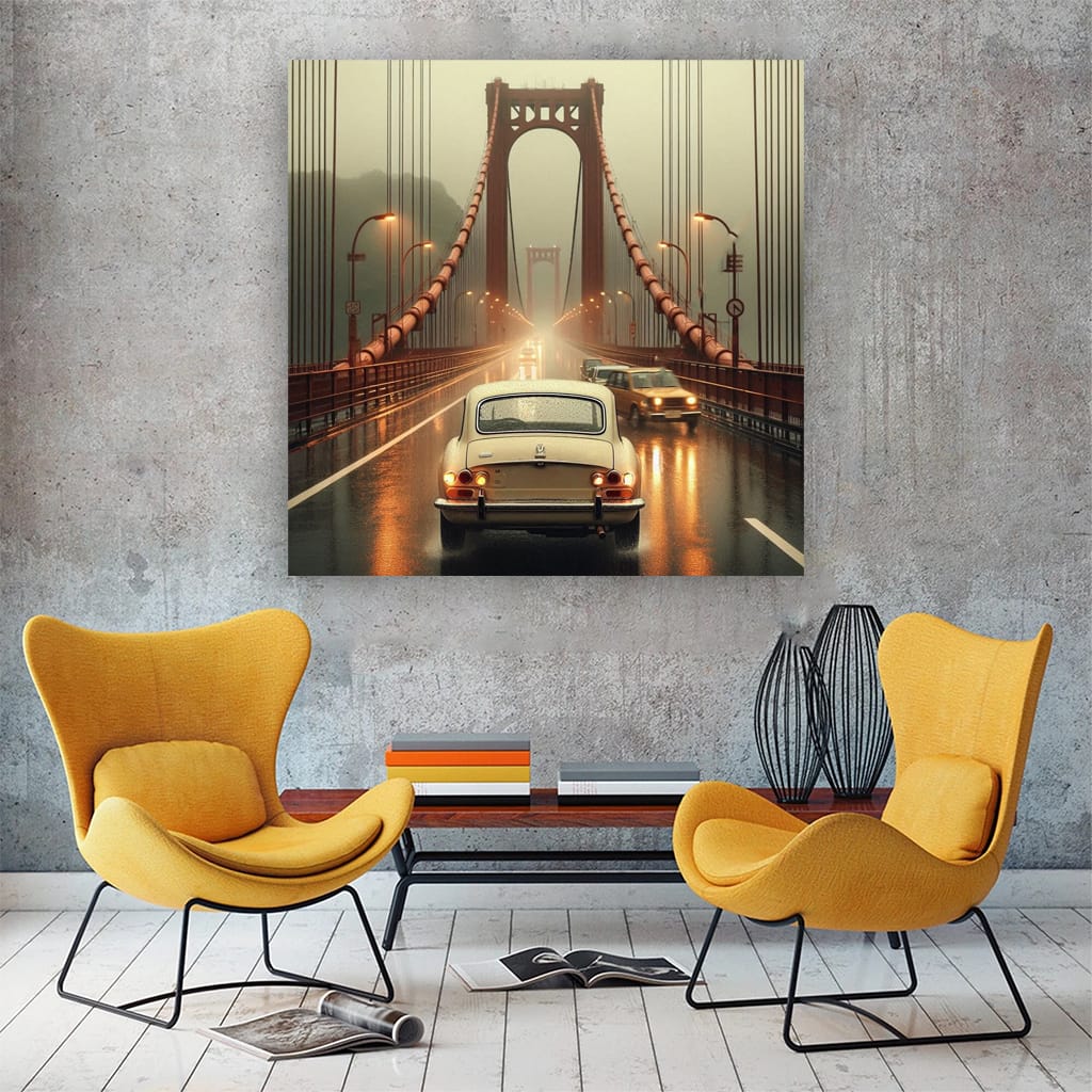 Honda Old Retro Rainy Weather Wall Art