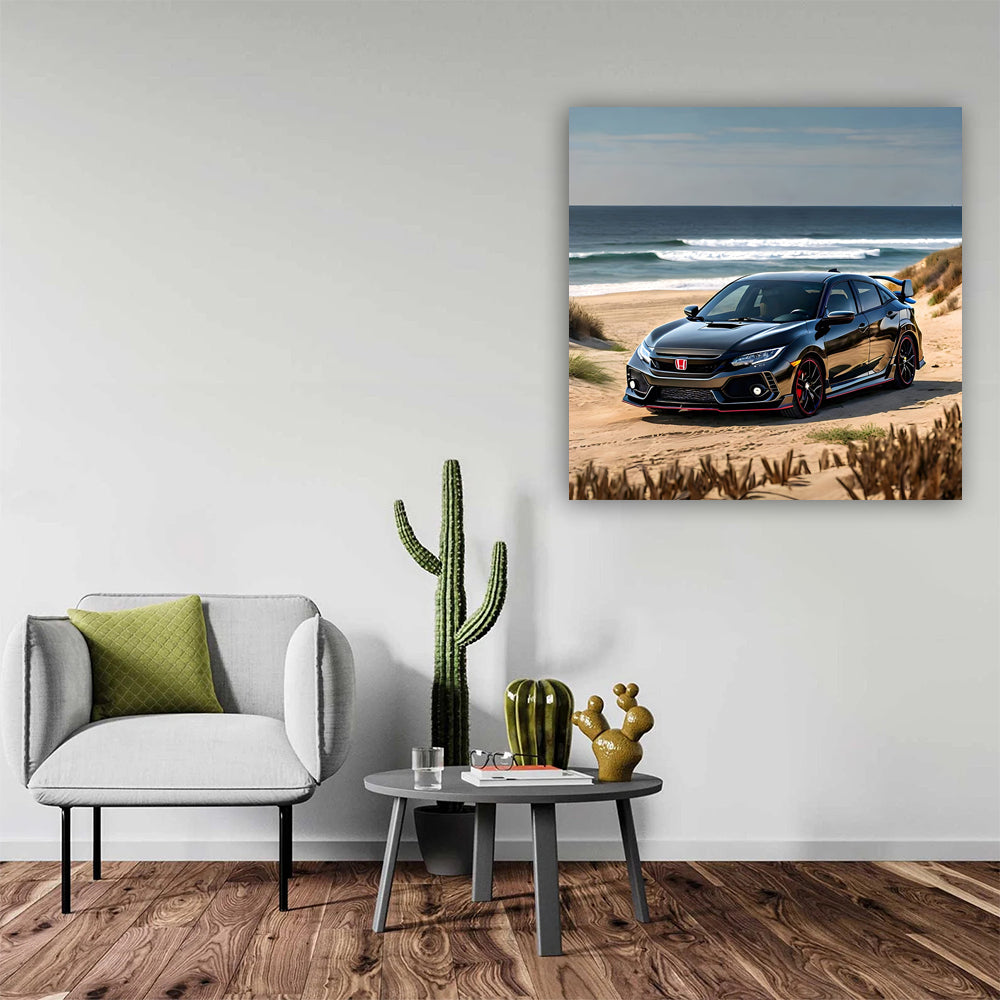 Black Honda Civic Type R on Beach - Performance Redefined