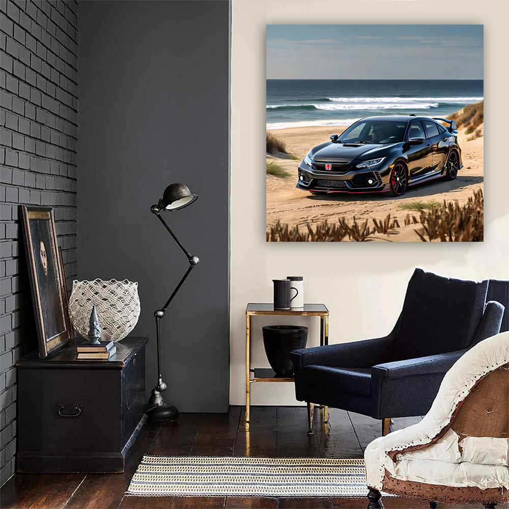 Black Honda Civic Type R on Beach - Performance Redefined
