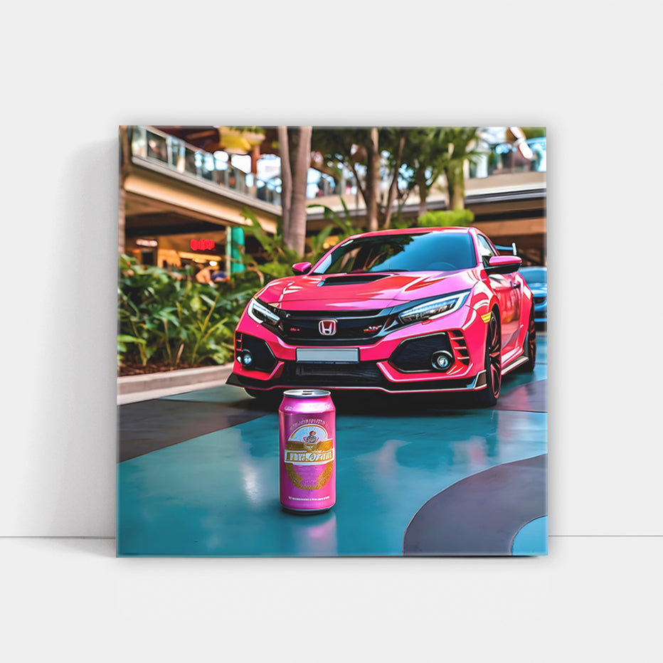 Pink Honda Civic Type R with Beer - Sporty and Fun!