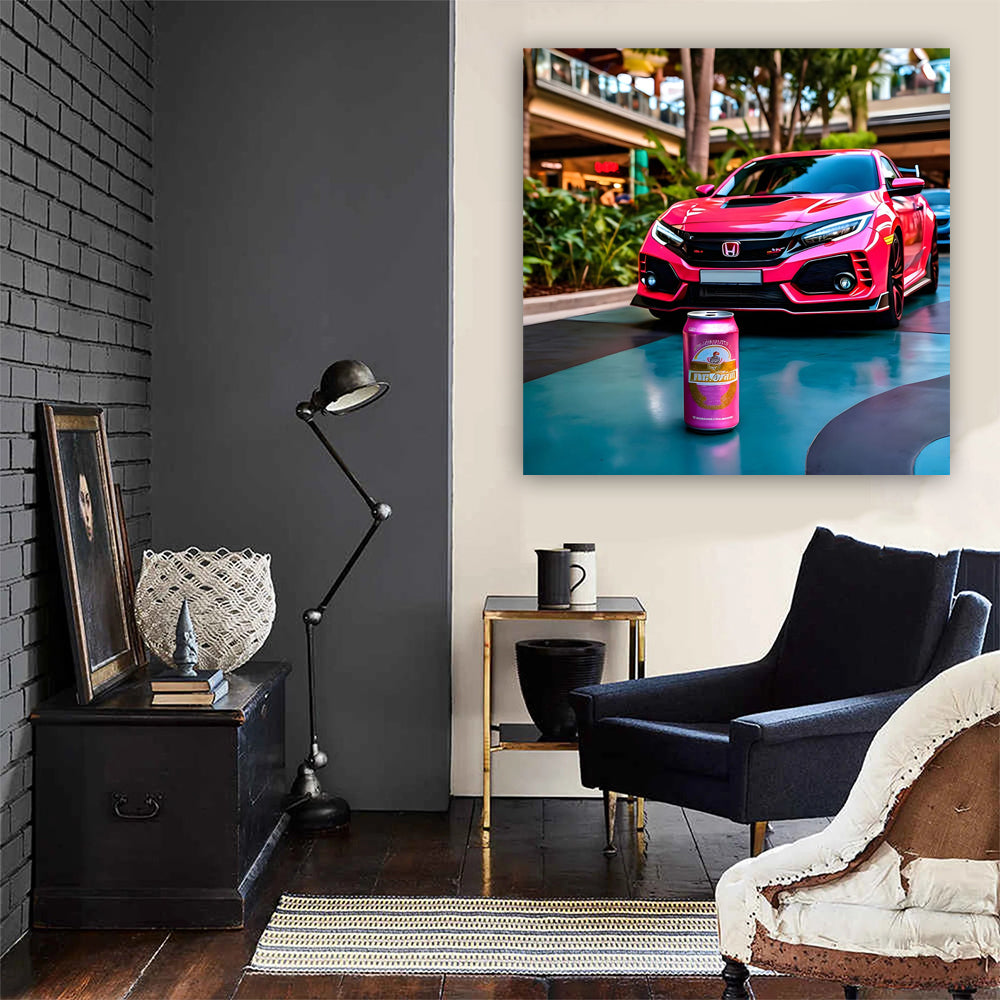 Pink Honda Civic Type R with Beer - Sporty and Fun!