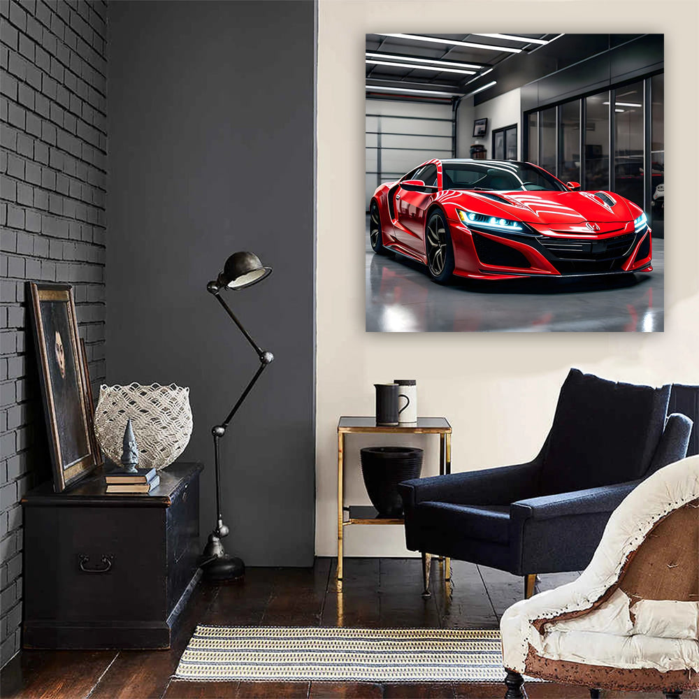Red Honda NSX Parked in Garage: Sporty Elegance