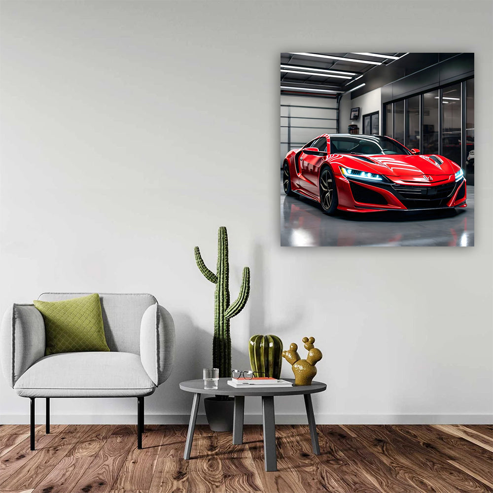 Red Honda NSX Parked in Garage: Sporty Elegance