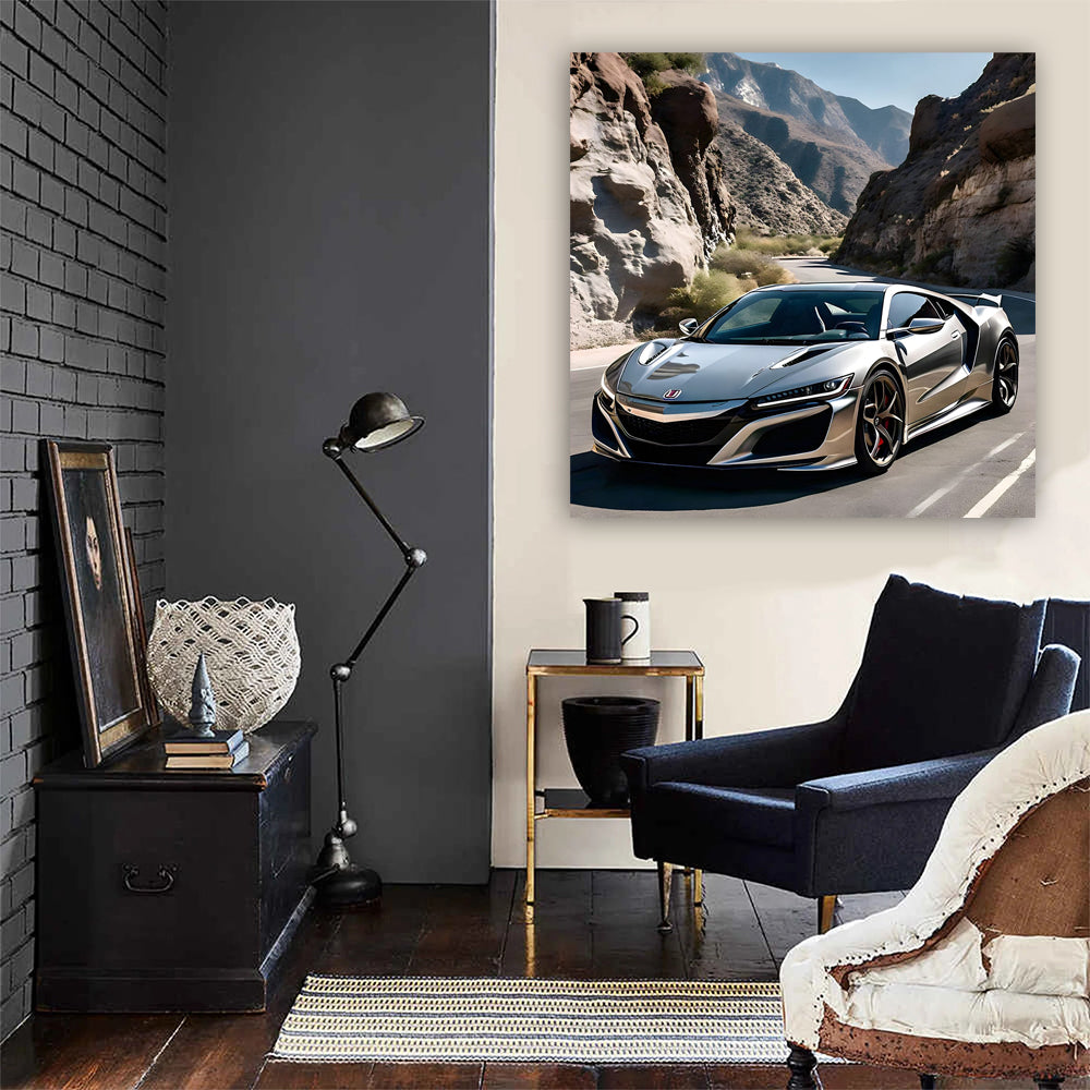 Silver Honda NSX Driving Through Mountains - Sleek Performance