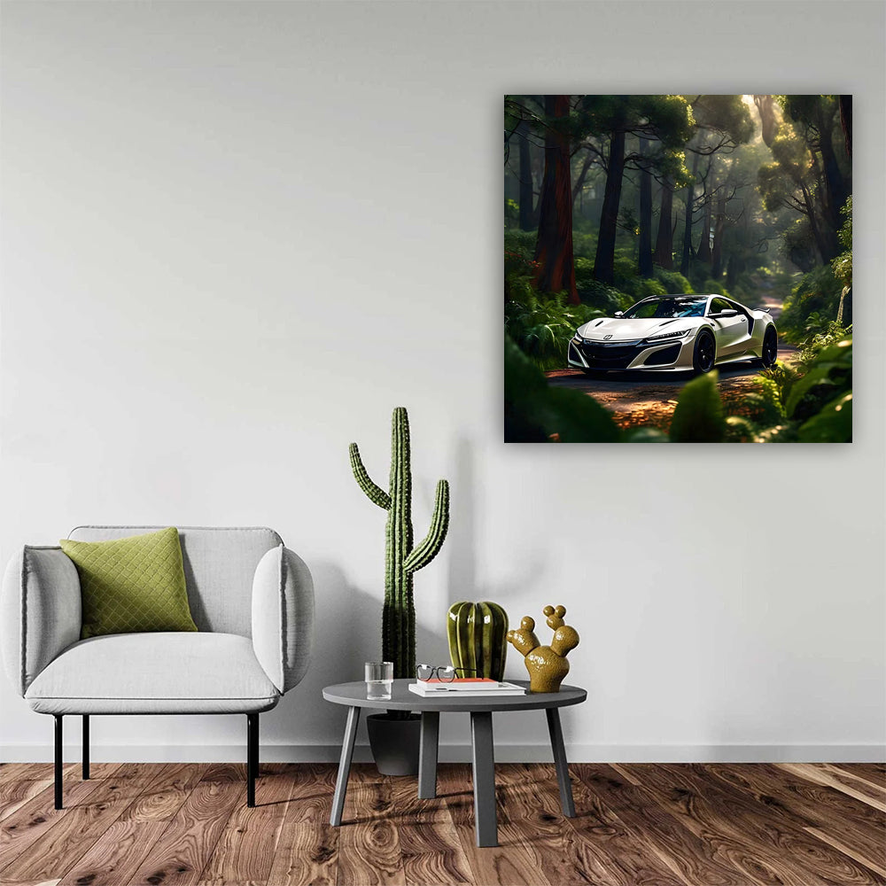 Majestic White Honda NSX in Enchanting Forest - Pure Power