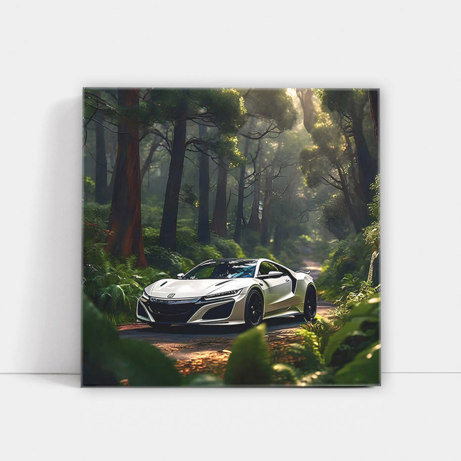 Majestic White Honda NSX in Enchanting Forest - Pure Power