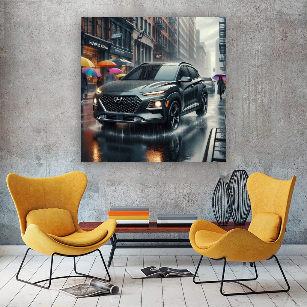 Hyundai Kona Rainy Weather Wall Art