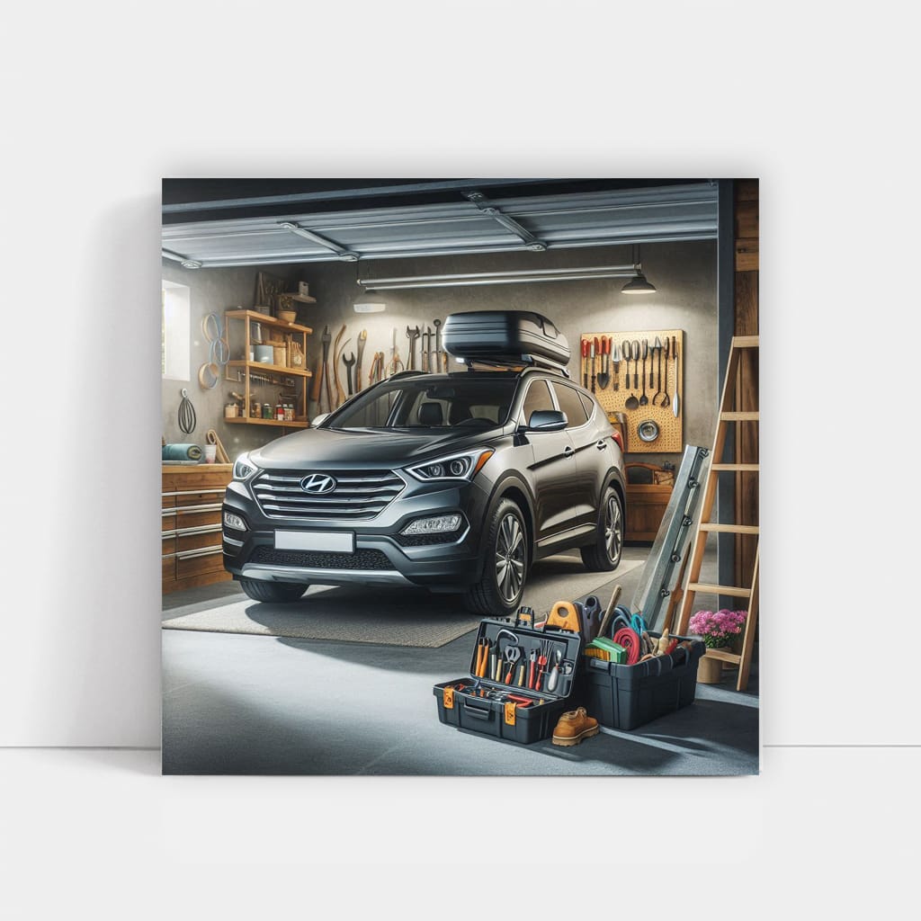 Hyundai Santa Fe in Garage - Spacious and Stylish SUV