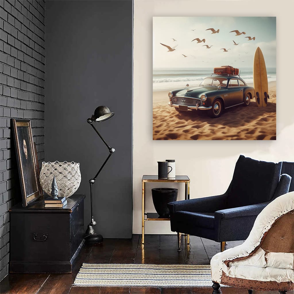 Vintage Infiniti on Beach - Classic Elegance in Motion