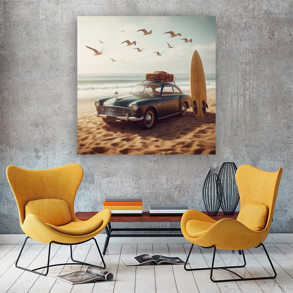 Vintage Infiniti on Beach - Classic Elegance in Motion