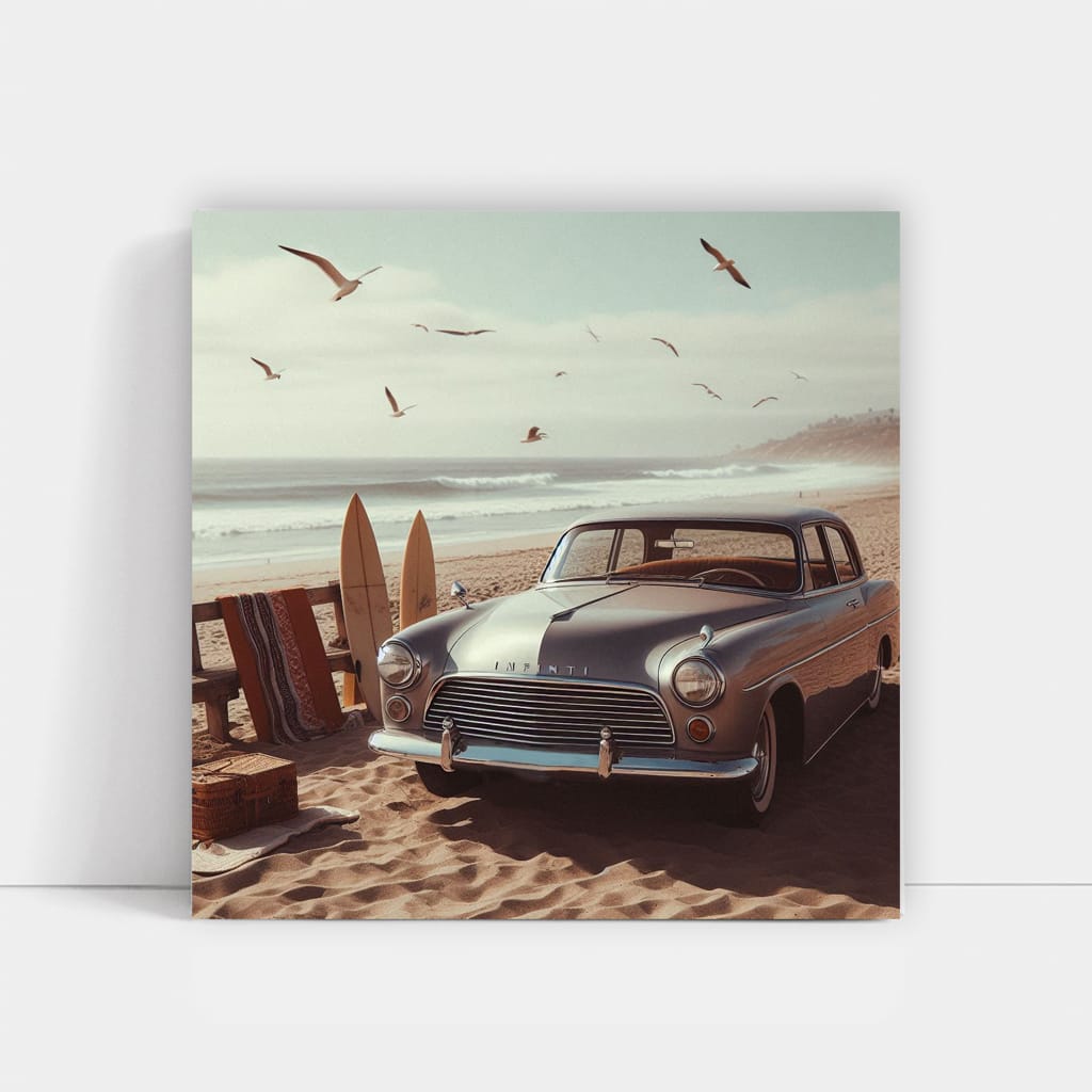Vintage Infiniti on Beach - Classic Style & Nostalgia