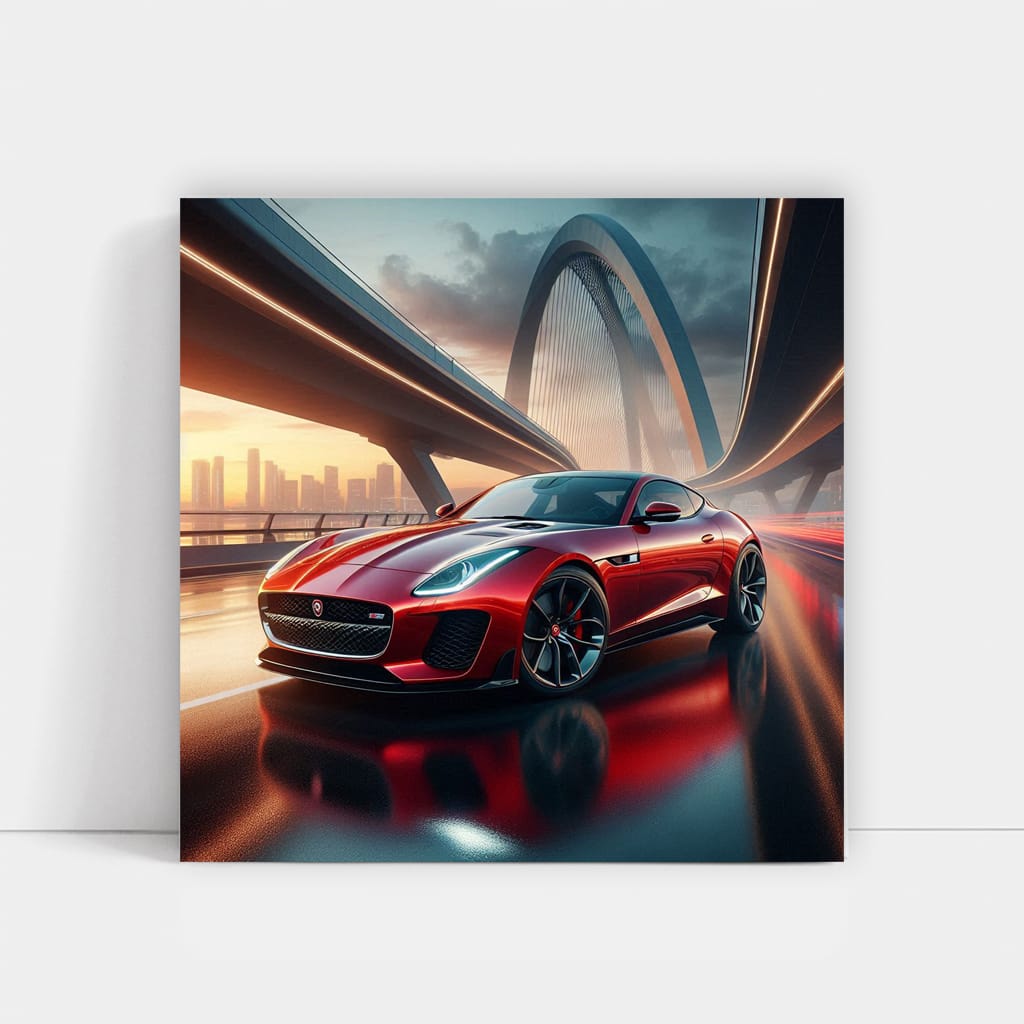 Jaguar F-Type on Bridge - Sleek and Powerful Innovation