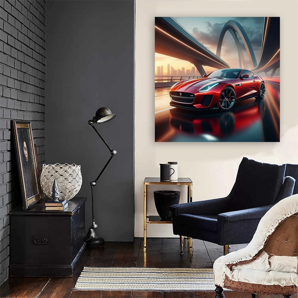 Jaguar F-Type on Bridge - Sleek and Powerful Innovation