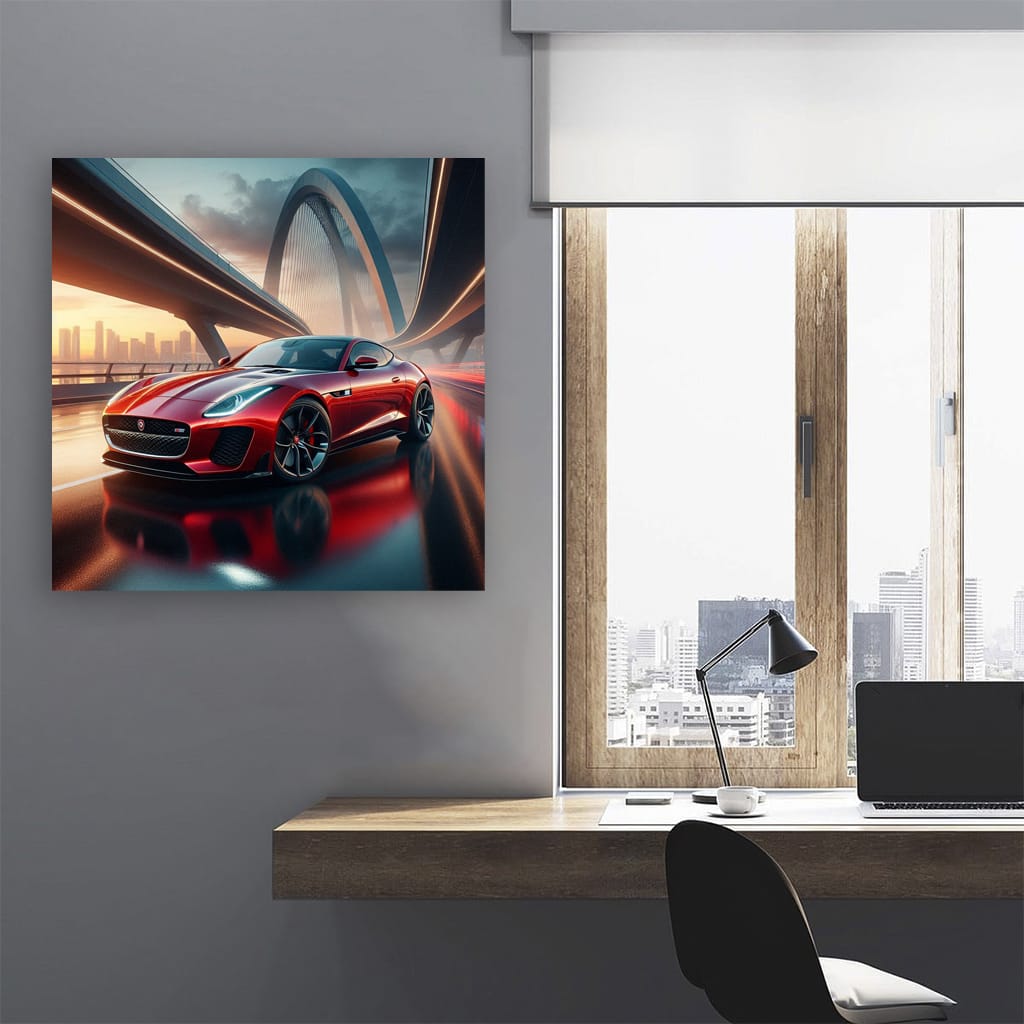 Jaguar F-Type on Bridge - Sleek and Powerful Innovation