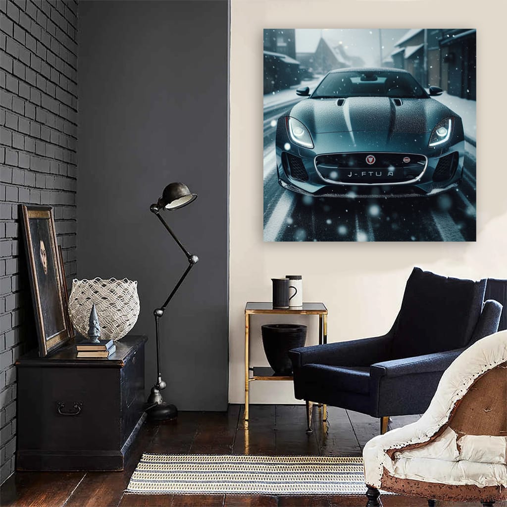 Jaguar F-Type in Snowfall - Elegance Meets Power