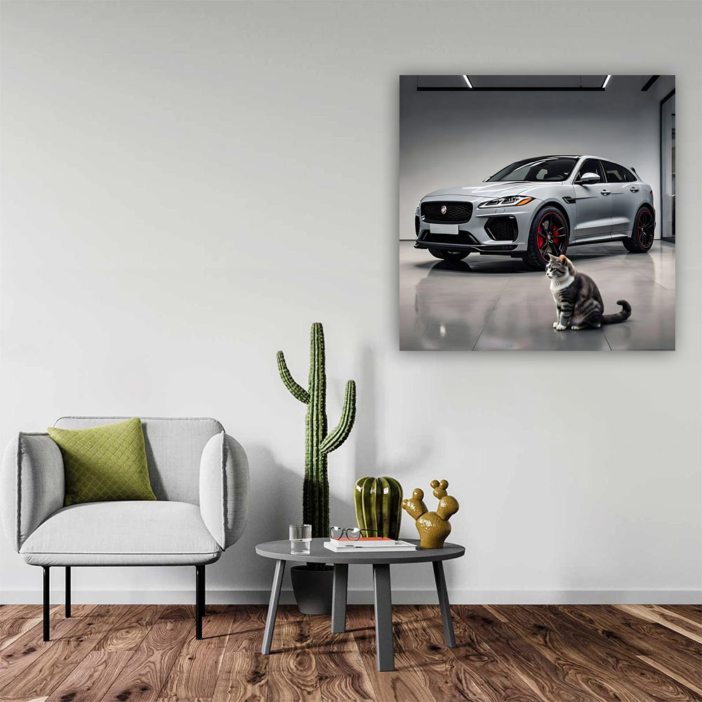 Jaguar F-Pace SVR in Gray with Cat - Power Meets Grace