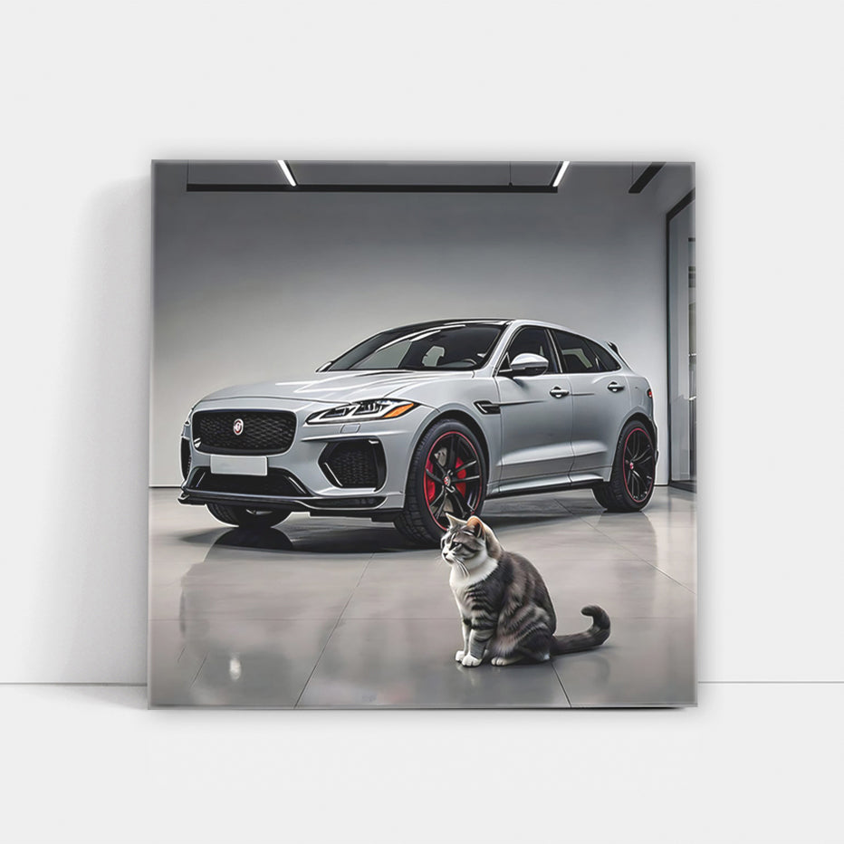 Jaguar F-Pace SVR in Gray with Cat - Power Meets Grace