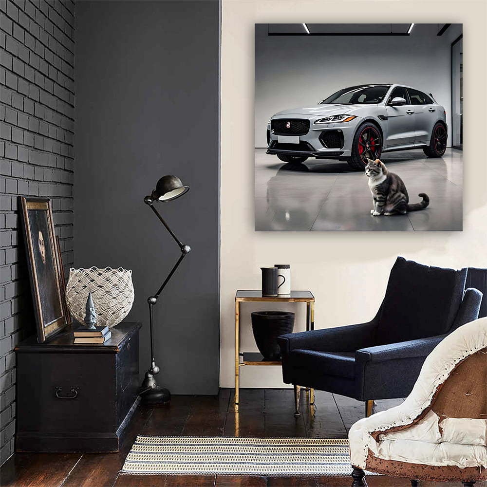 Jaguar F-Pace SVR in Gray with Cat - Power Meets Grace
