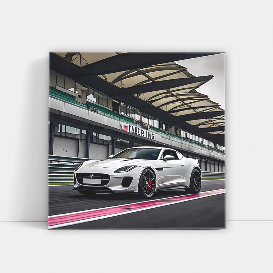 White Jaguar F-Type on Race Track - Speed Meets Elegance
