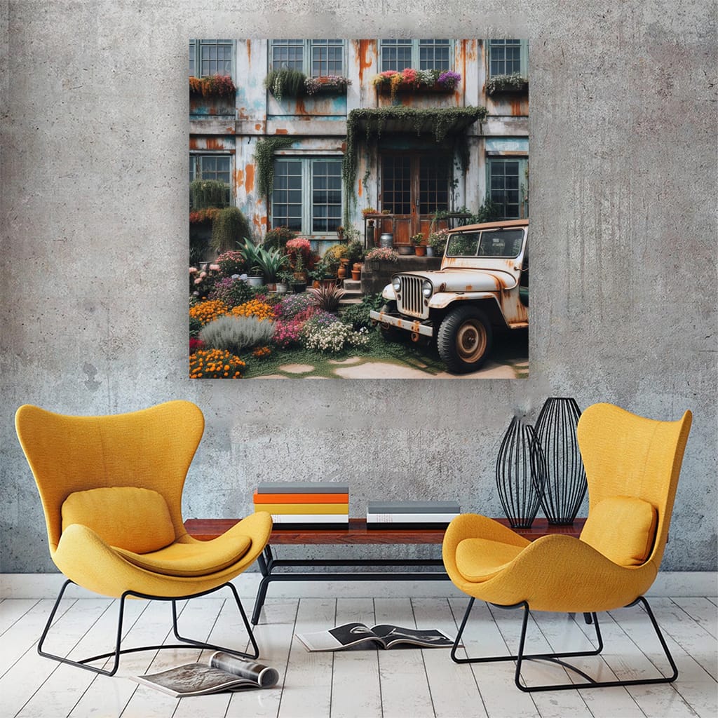 Vintage Jeep by Retro Building - Timeless Adventure Awaits