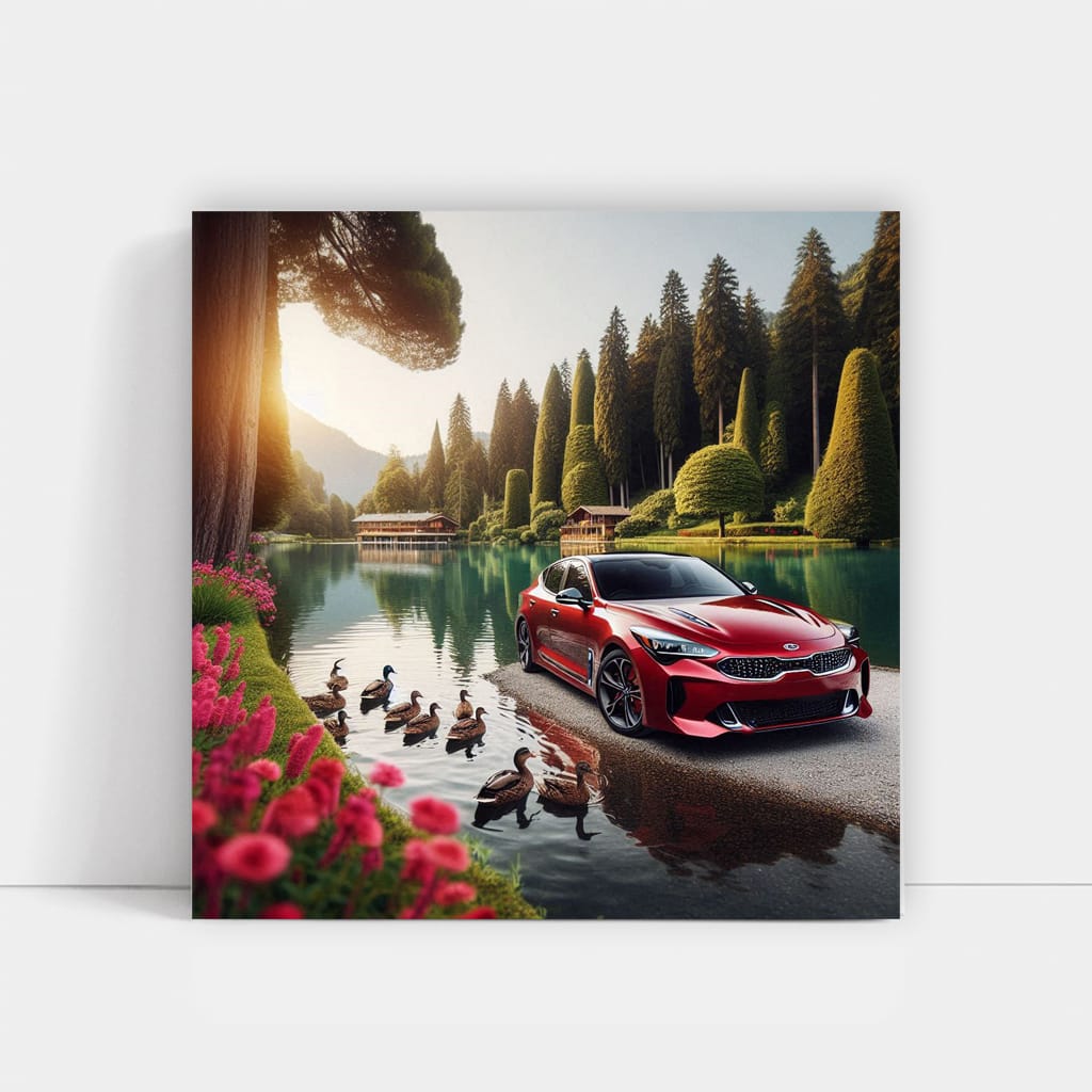 Kia Stinger at Lake - Bold Sports Sedan