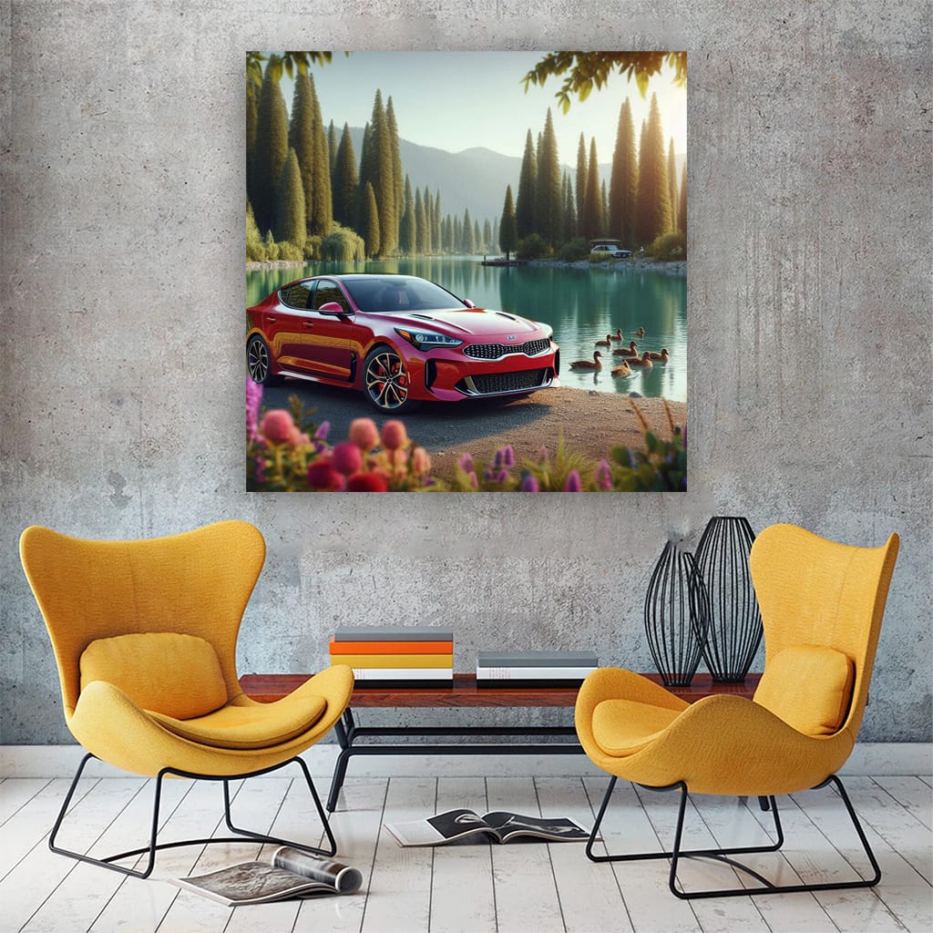 Kia Stinger by Lake - Power and Elegance Captured
