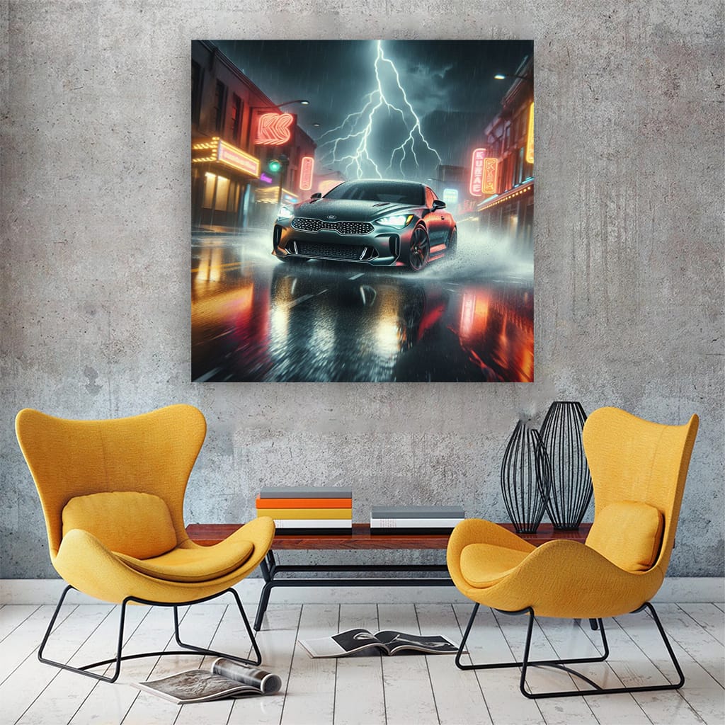 Kia Stinger in Thunderstorm - Unleash Power within